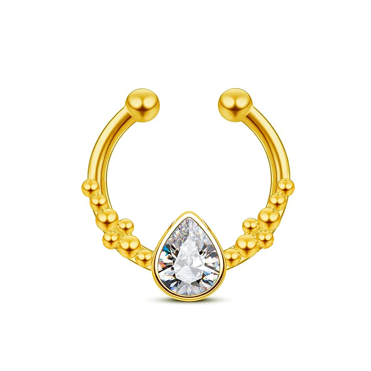 Stainless Steel Horseshoe Water Drop False Nose Ring Without Perforation Clip For Women Septum Ring Nose Piercing Jewelry