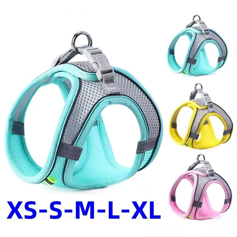 Escape-Proof Breathable Mesh Vest Adjustable No Pull Reflective Pet Harness for Small Dogs Cats Outdoor Walking Safety Supplies
