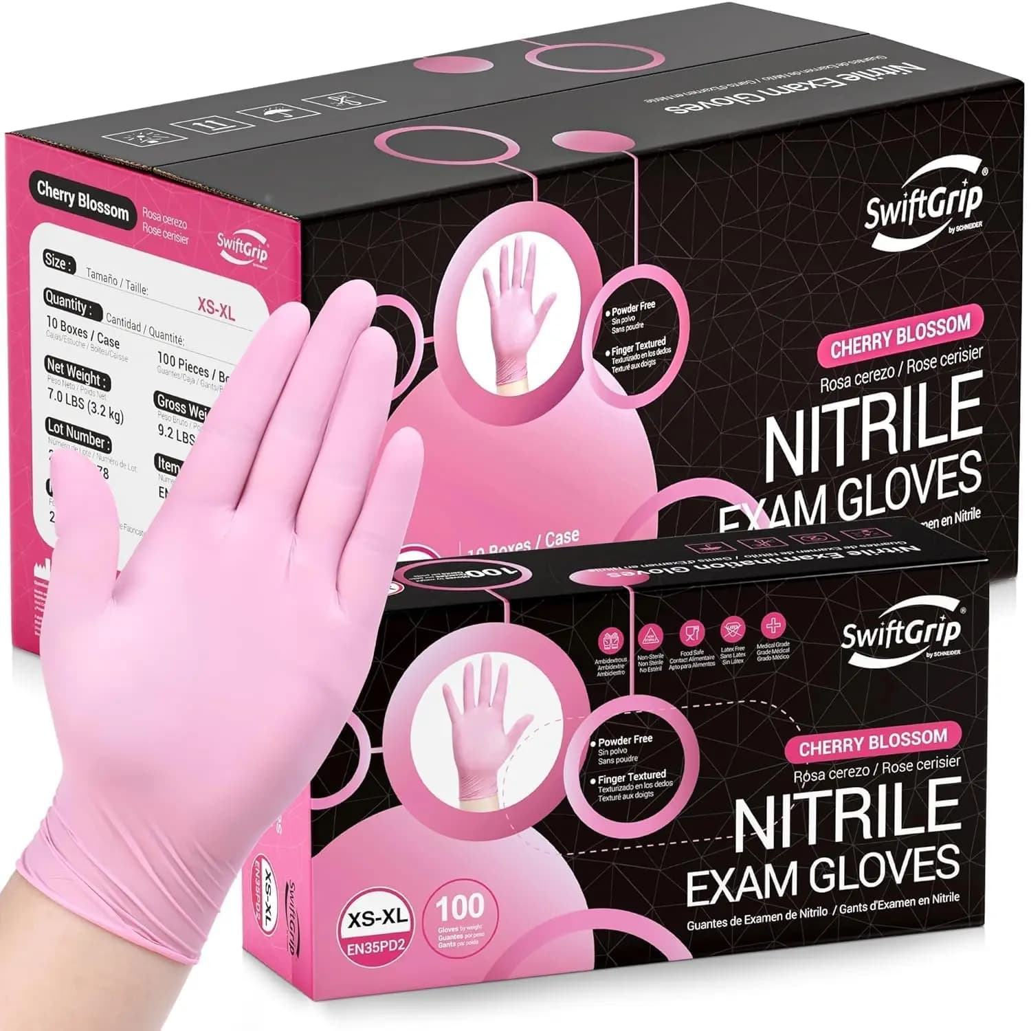 Guanti in Nitrile Rosa 3-mil Monouso Senza Lattice per Pulizie e Estetica, Senza Polvere, 1000 Pezzi (Taglia Piccola)