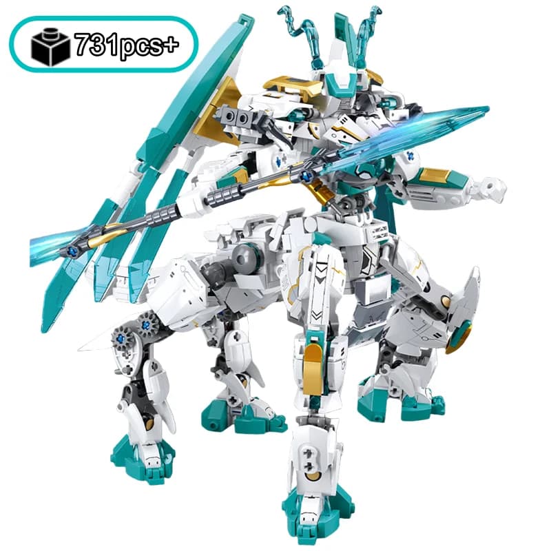 731 pezzi tecnico bianco drago cavallo guerra cotta blocchi di costruzione creativo modello fai da te set di costruzione regali di compleanno di Natale