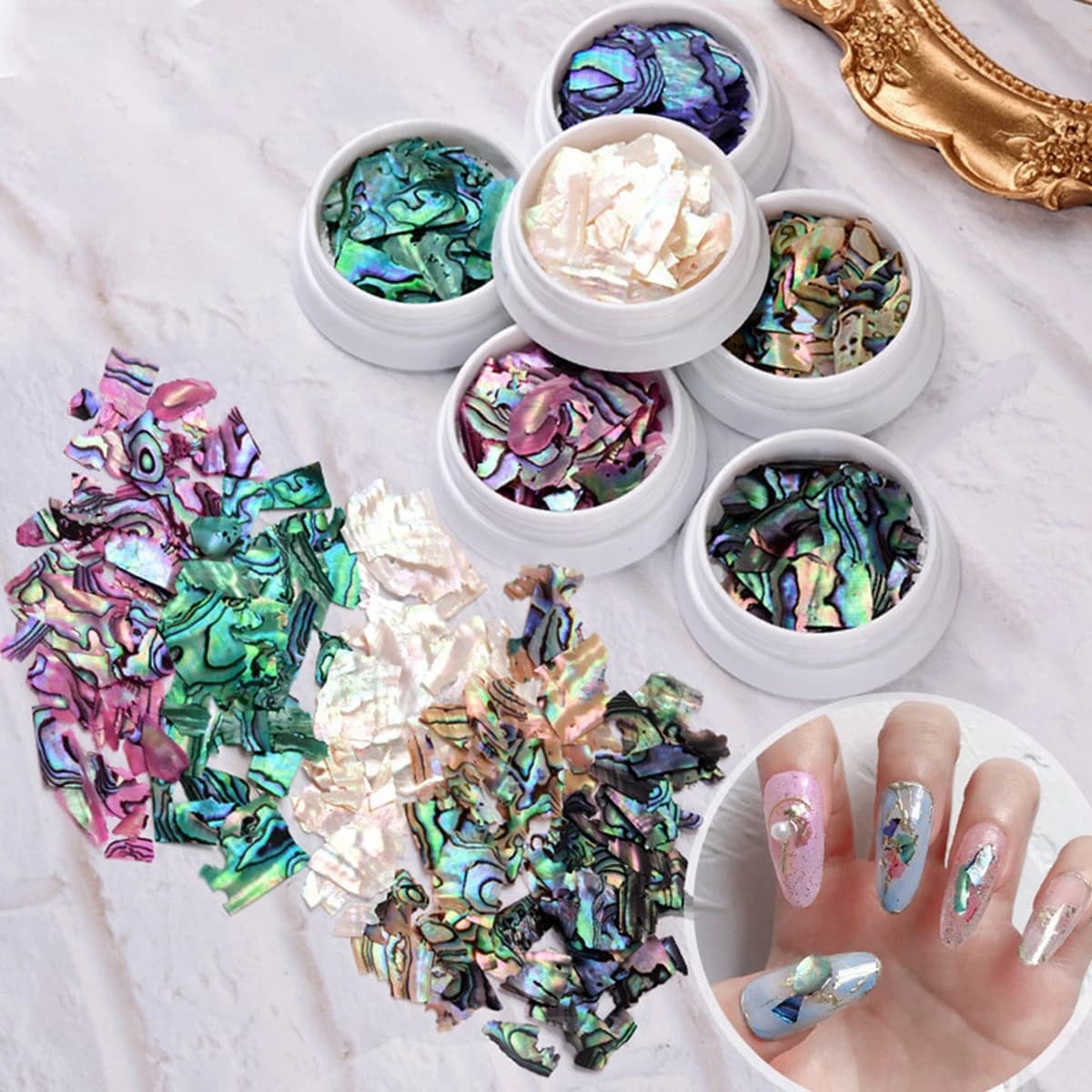 Ultra Slim Accessories for Women's Nail Art Shell Feet New Zealand Big Abalone Shard Abalone