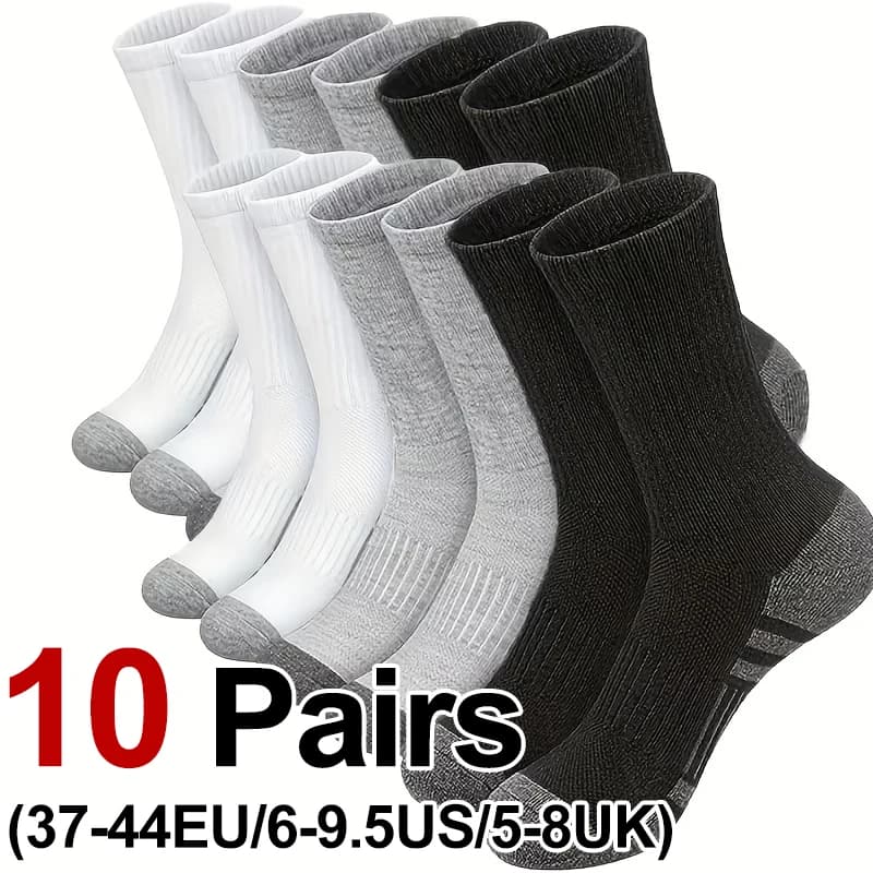 10 Pairs Men Four Season Sports Long Sock Breathable Comfortable Odor Proof Sweat Absorbing Outdoor Running Fitness Leisure Sock
