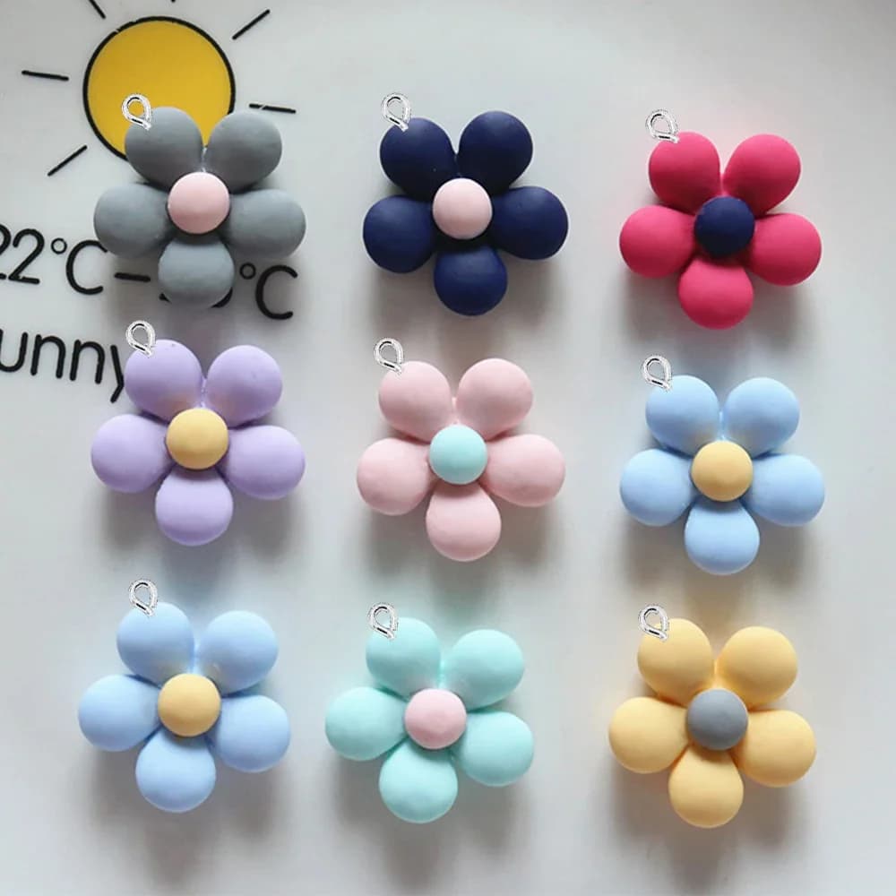 10 Pezzi Ciondoli a Forma di Fiore a Cinque Petali Opachi con Retro Piatto per Orecchini, Bracciali, Fermagli per Capelli, Gioielli Fai da Te, Pendenti e Accessori Decorativi
