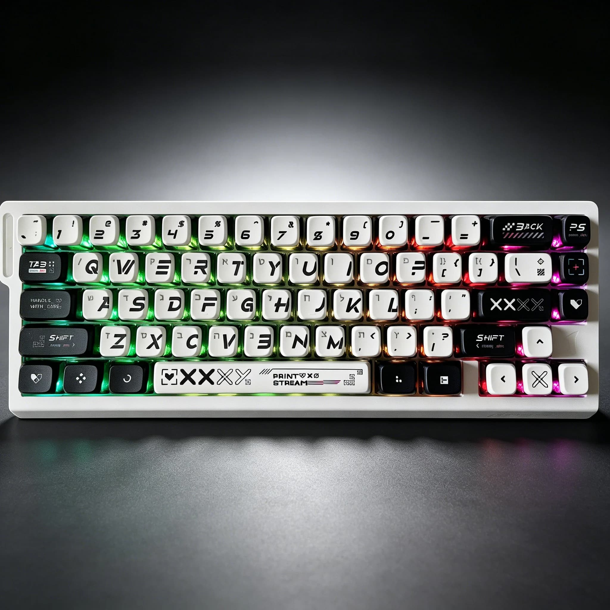 122 Keys Hebrew Custom Language Keycaps ASA height key cap Four Sides Transparent Shine Mechanical Keyboard Caps