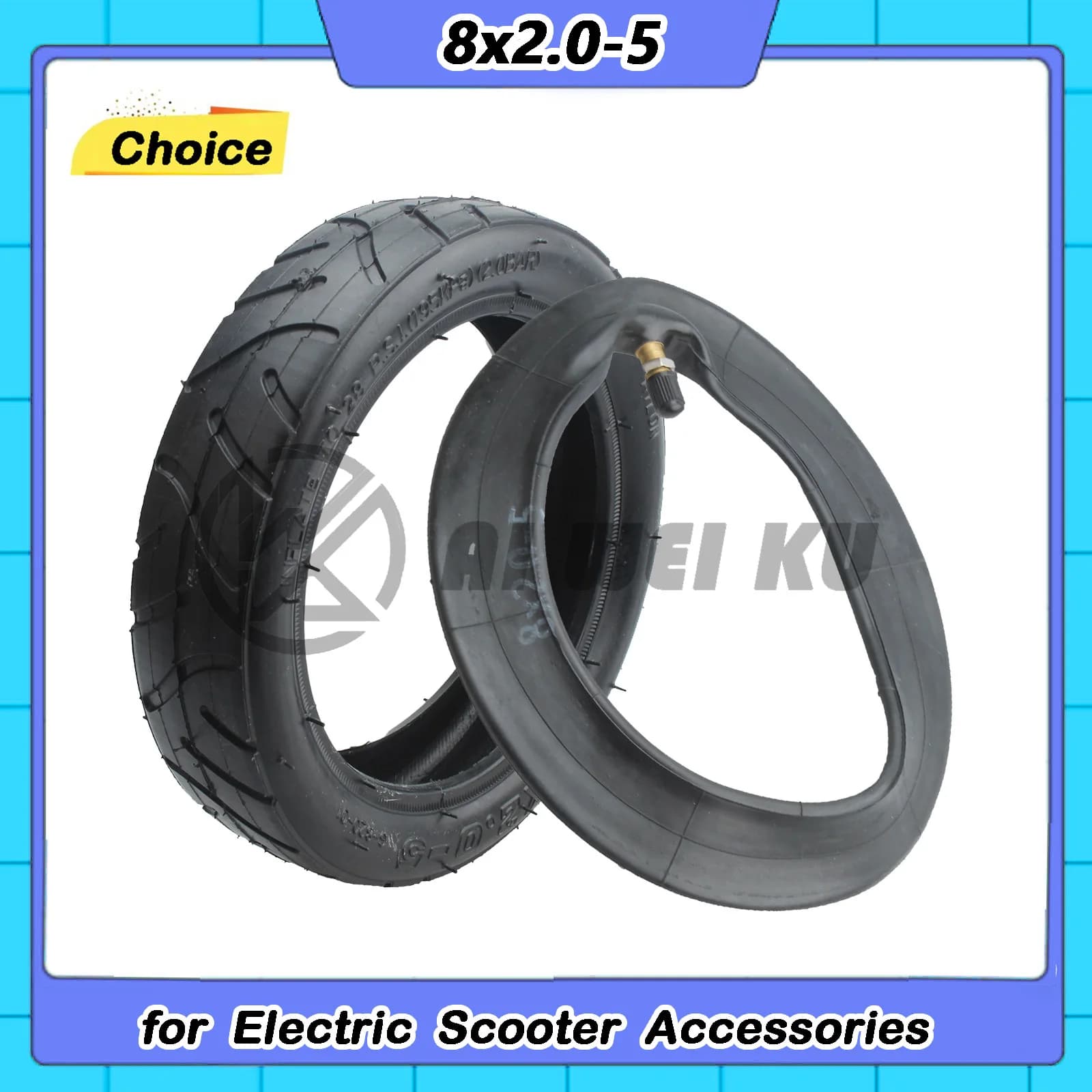 Pneumatic Tire 8 Inch 8X2.0-5 8x2.00-5 Inner Tube and Tyre for Electric Scooter Baby Trolley Motorcycle Part