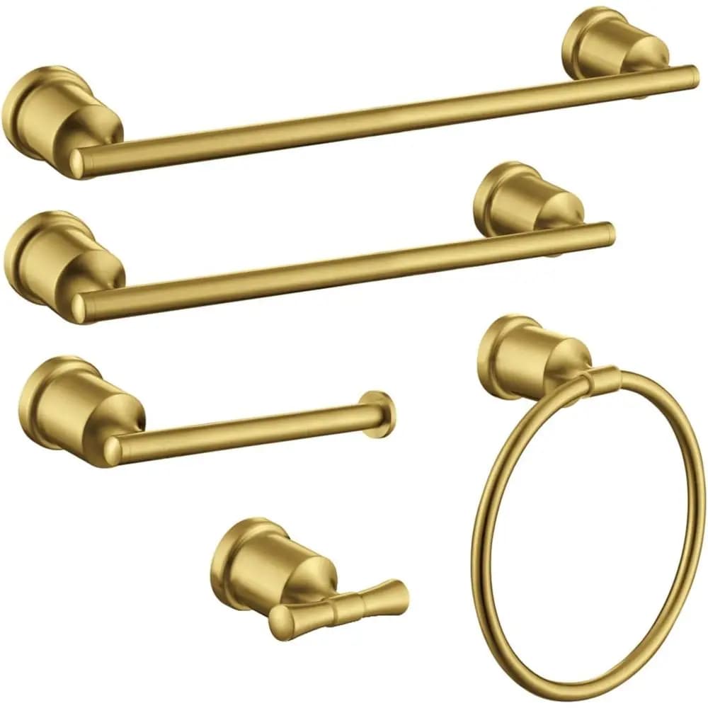 BAHK9112478BB Mathsson Set di accessori per il bagno con 5 portasciugamani da 18 e 24 pollici, ottone spazzolato