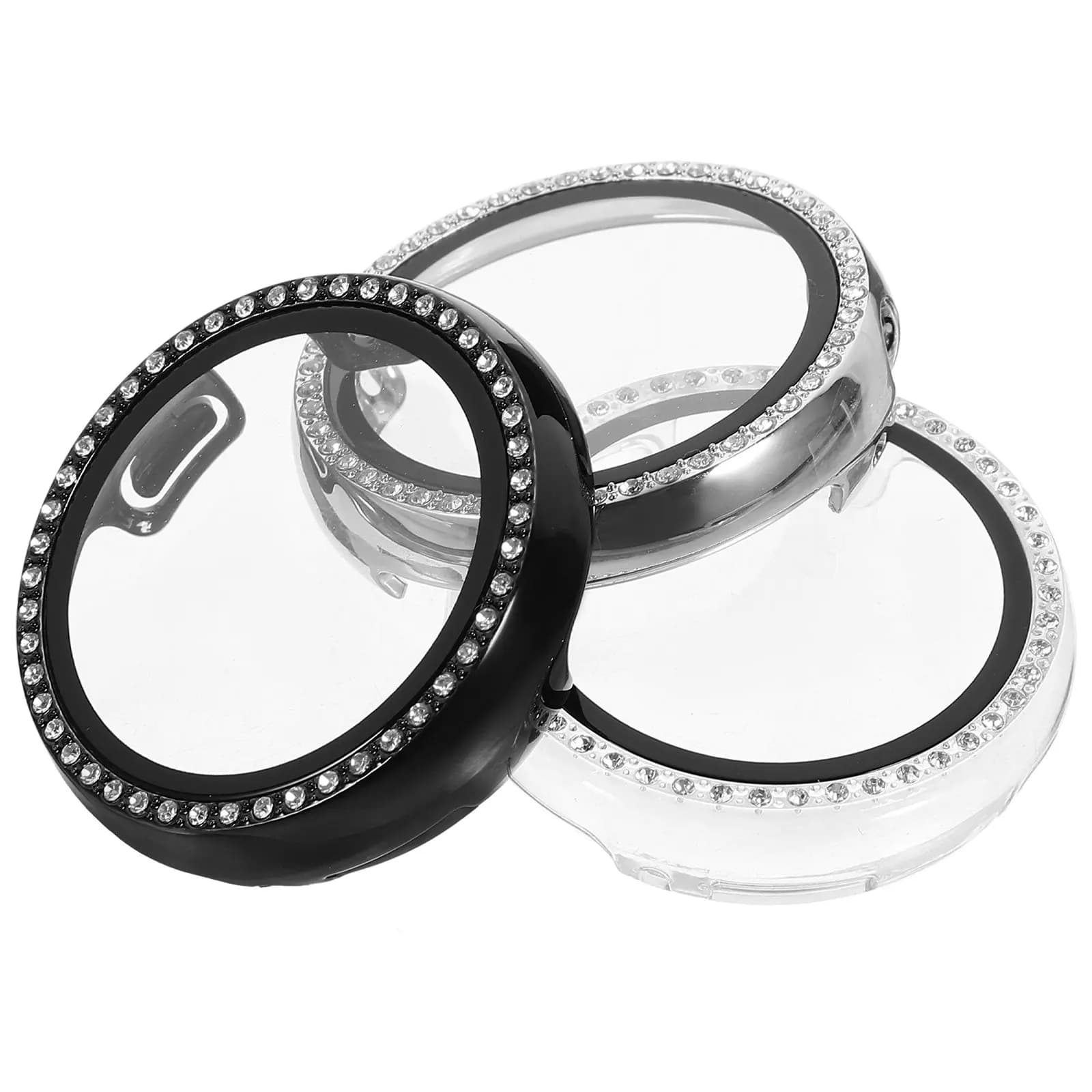 3Pcs Premium Rhinestone Watch Protective Case Pc Electroplated Smartwatch Screen Protector All Round Protection Watch Cover