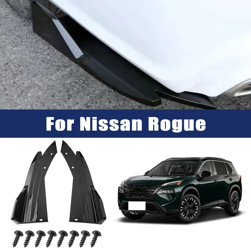 2pcs Car Rear Bumper Spoiler Lip Carbon Fiber Wing Trim Anti-crash Diffuser Side Skirt Wrap Angle Splitter For Nissan Rogue