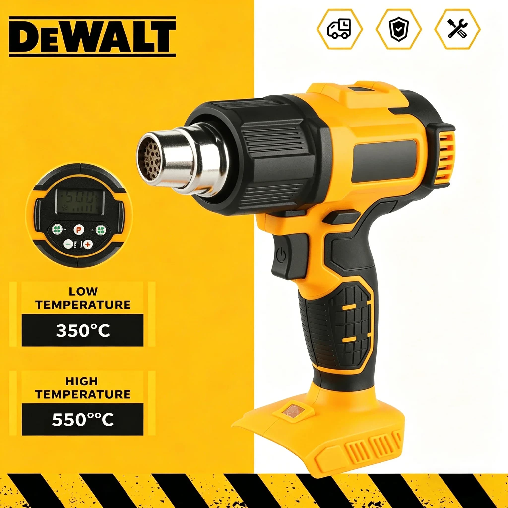 DEWALT DCE530 Temperatures Adjustable Hot Air Gun Cordless Heat Gun 550°C 20V High Power Welding Thermal Blower Power Tools
