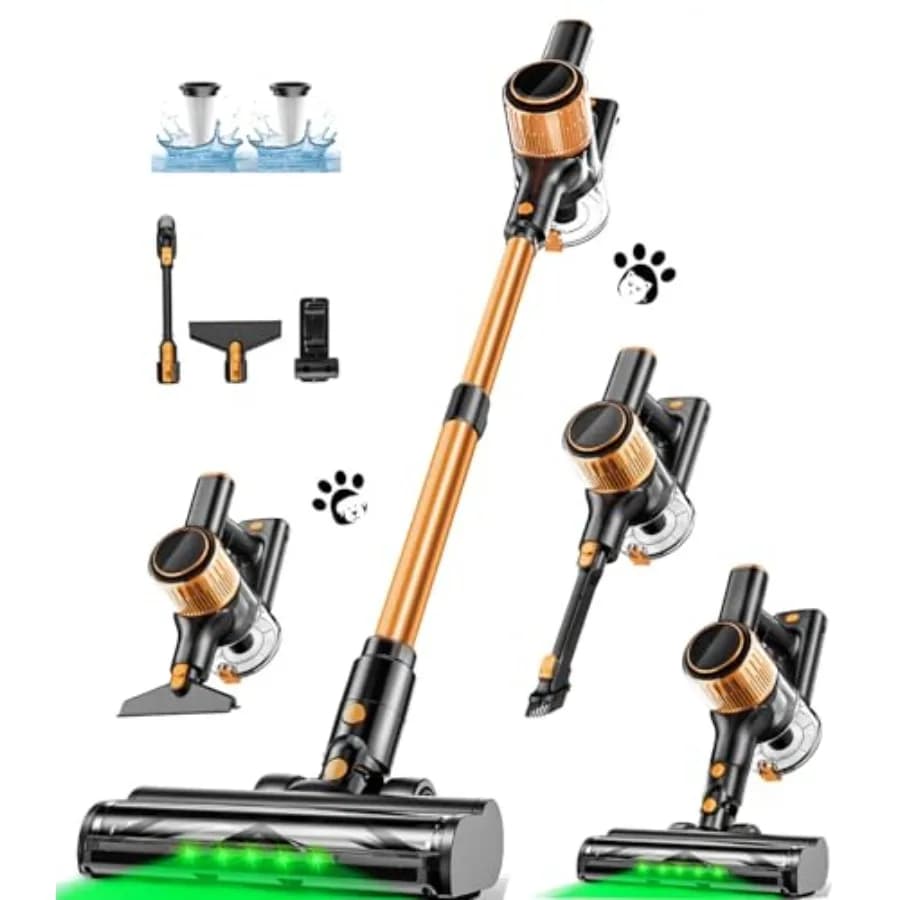 Aspirapolvere Senza Fili 40Kpa 8 in 1, Potente Aspirazione, Leggero, con Display LED, 3 Modalità di Aspirazione, 45M