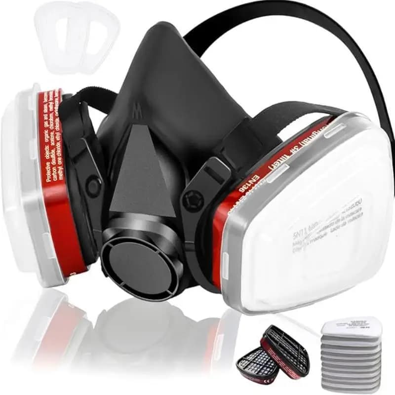 7-in-1/16-in-1 Black 6200 Dust Mask Half Face Respirator for Spray Paint Organic Vapor Chemical Gas Filter Work Safety