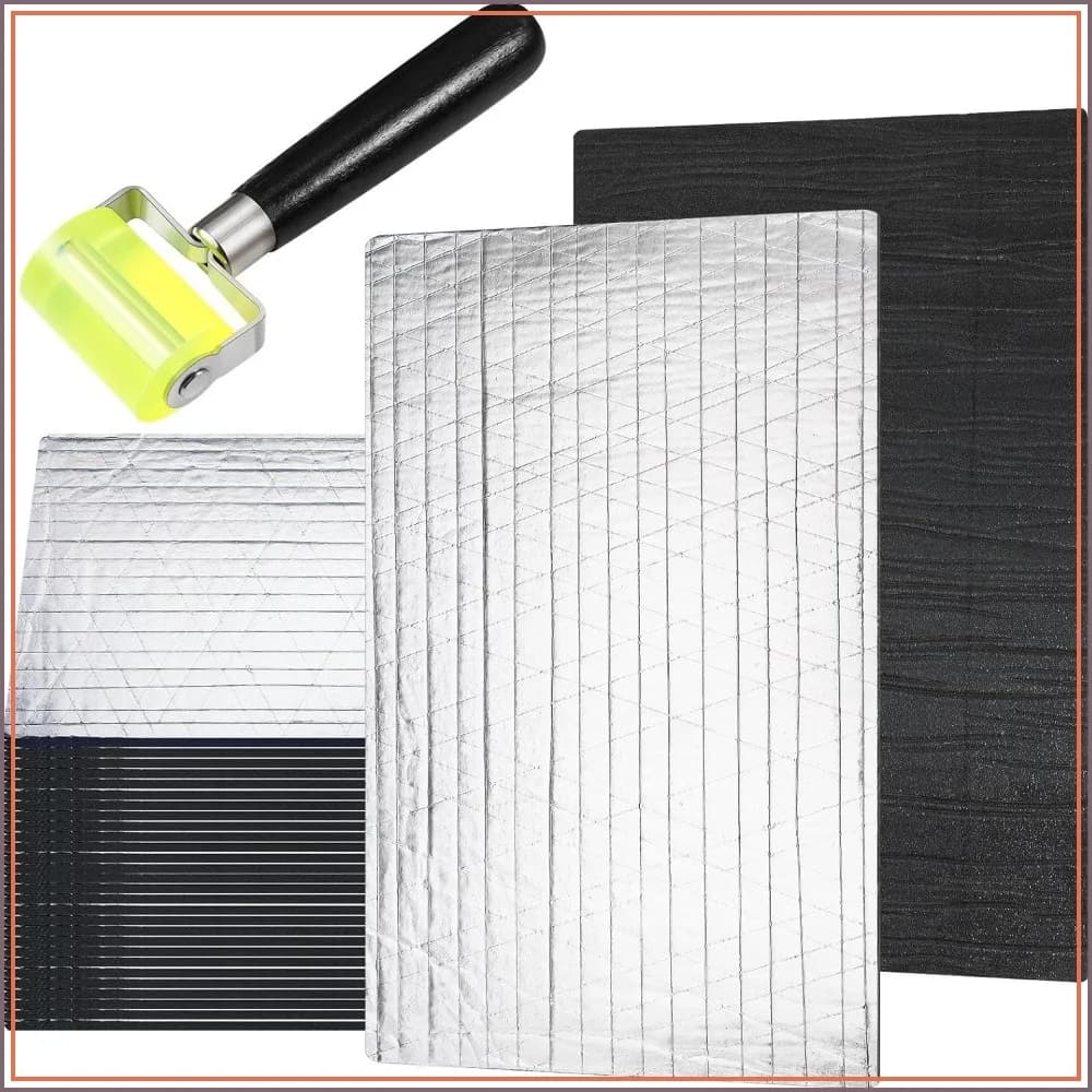 31 Piedi Car Soundproof Mat 32,29 Piedi Quadrati, 196 Mil, Automobile Acoustic Isolation for Hood, Roof and Doors, 15,7x9,8 Inch for Each Sheet with Rubber Roller