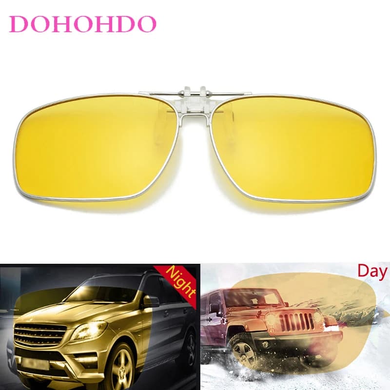 Brand Design Polarized Clip-on Flip-up Lens Sunglasses Male Night Vision Eyewear Women Driving Anti-Glare Goggles UV400 Gafas