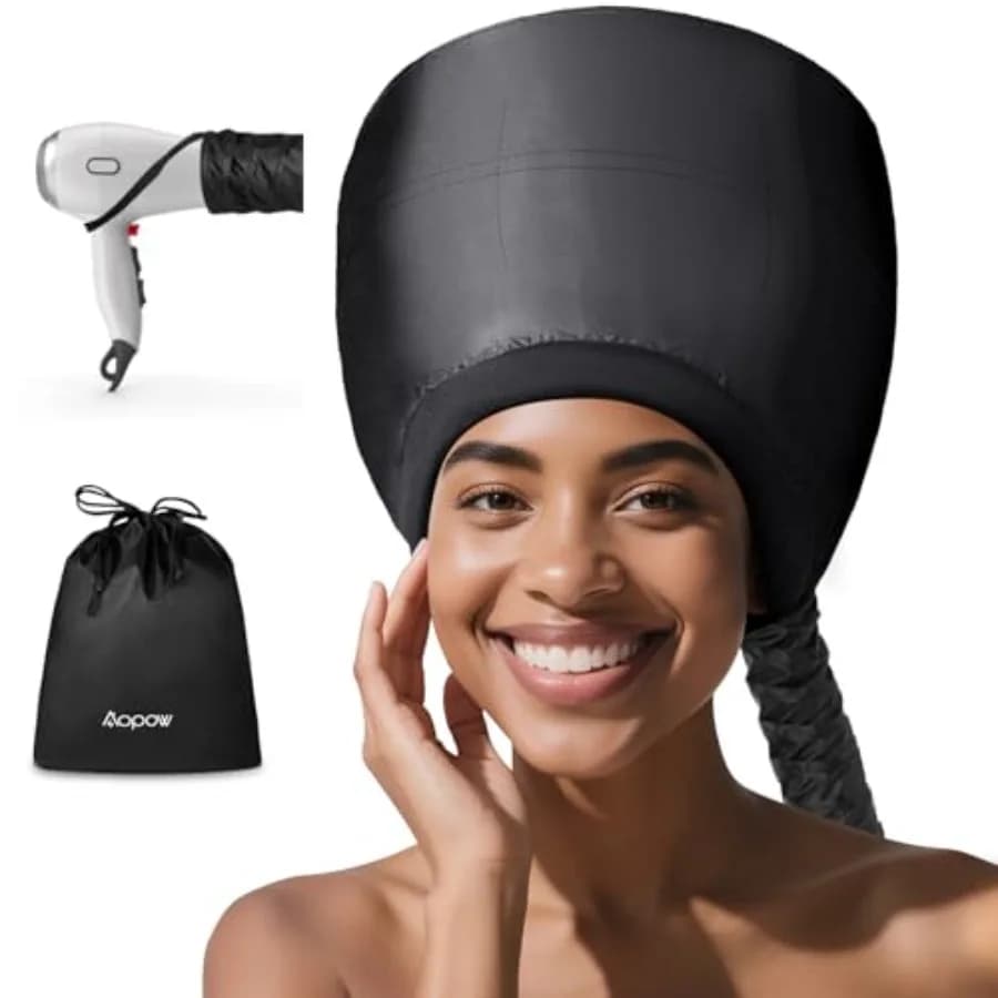 Hooded Hair Dryer for Deep Conditioning - Headband Integrated Hair Bonnet Diffuser Cap Speeds Up Drying Time Adjustable Hair Dr