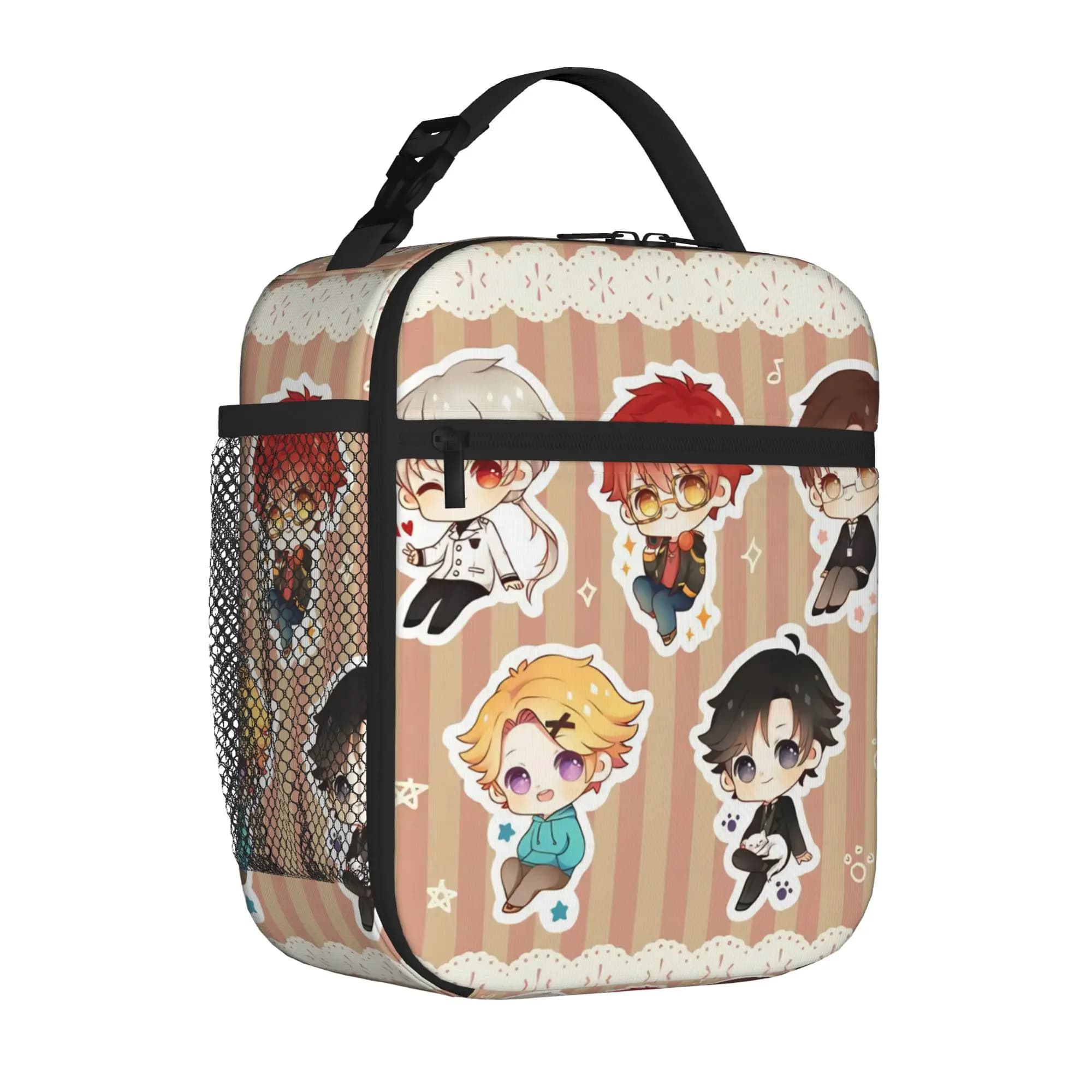 Mystic 707 Cartoon Messengers Tote Insulated Lunch Bag Zen Jumin Handheld Food Bags Reusable Cooler Thermal Washable Bento Box