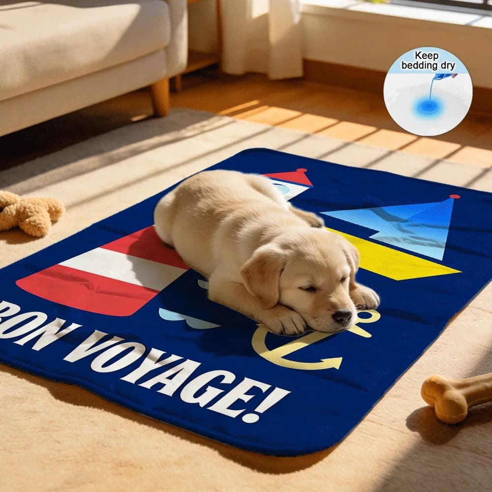 Nautical Lighthouse Boat Anchor Vibe Washable Reusable Car Pet Mats Waterproof Absorbent Pad for Vehicle Travel with Pets