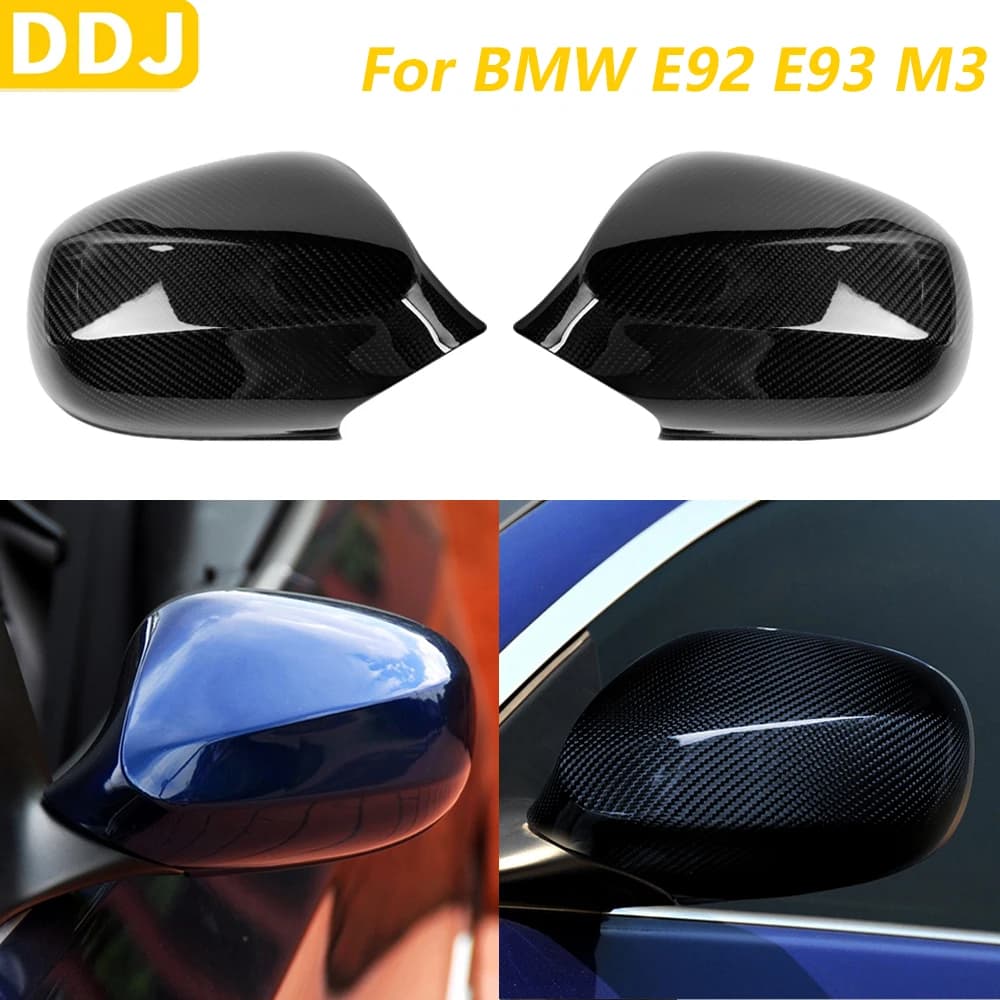 For BMW Series 3 E92 E93 M3 2010 2011 Real Dry Carbon Fiber Side Wing Cover Mirror Retrovisor Accessories Auto Edit