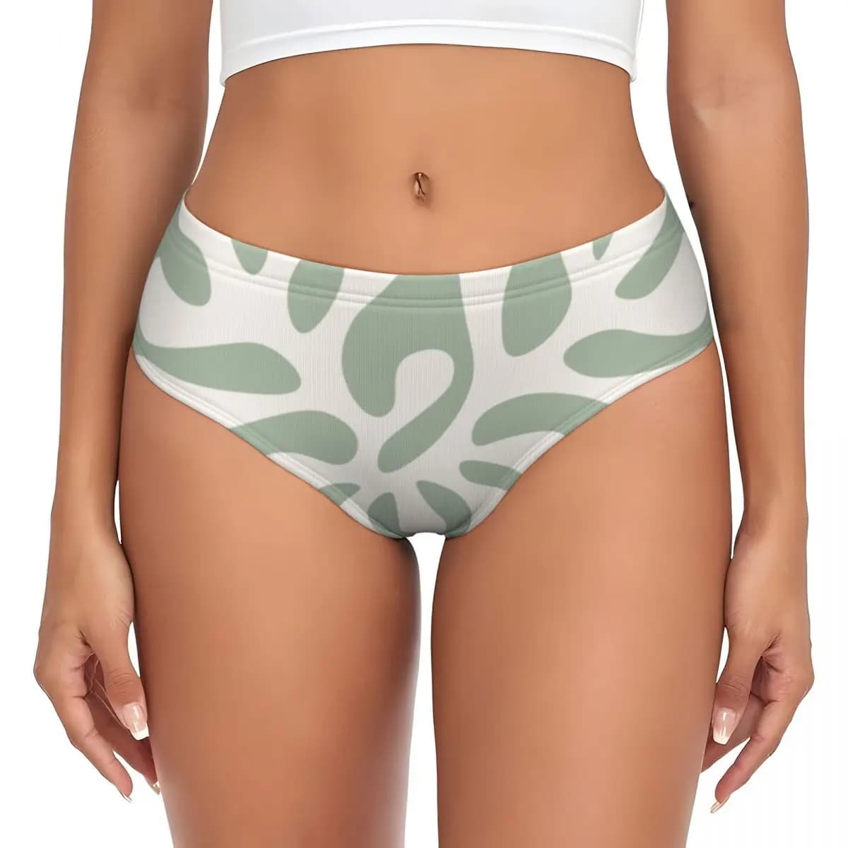 Slip Personalizzati Verde Salvia, Intimo Donna Traspirante ed Elastico, Pantaloncini, Mutandine