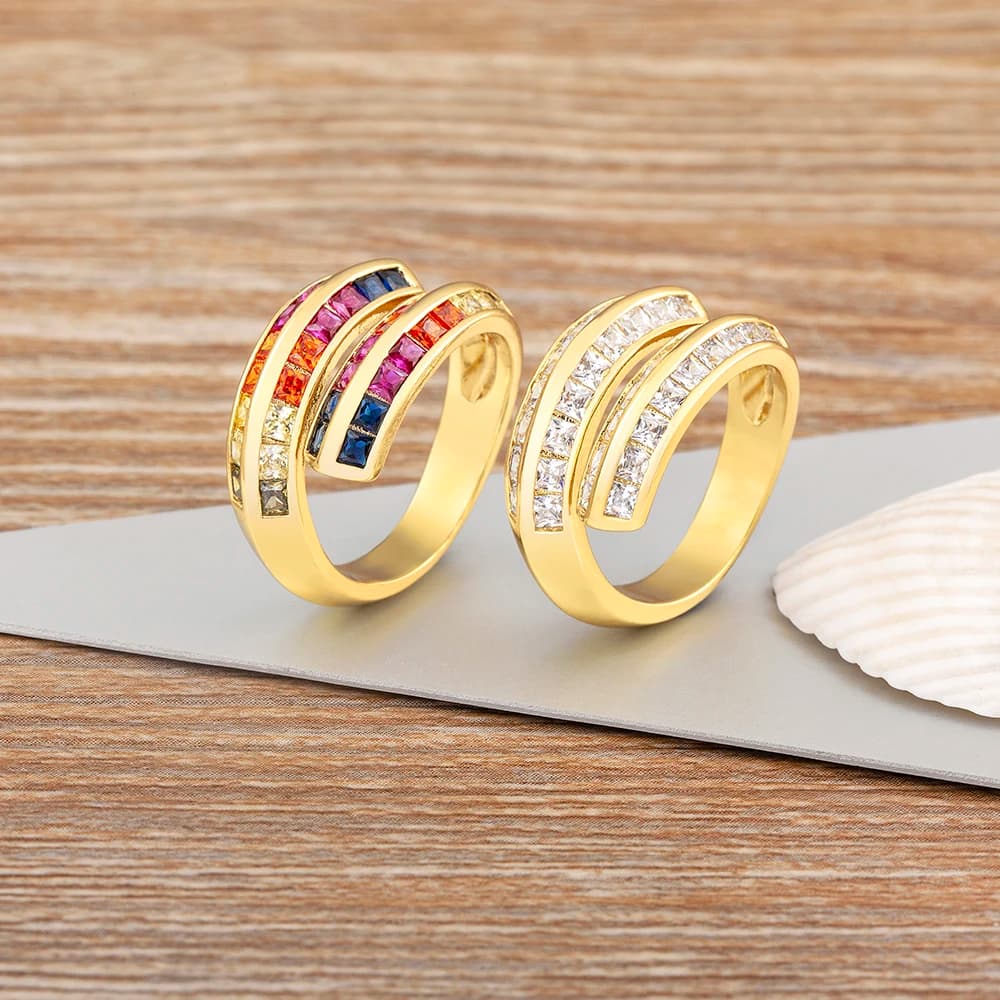 Nidin Light Luxury Fashion 5 Colors Multilayer Opening Plated Gold Ring Toe Adjustable Jewelry Women Gift Gifts