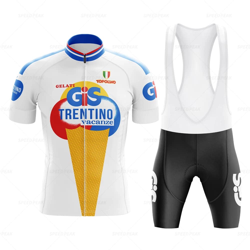 Gis Retro Cycling Jersey Set classic Bicycle Suit Bike short sleeve for men shorts with straps Triathlon Clothes Por team Factory Gel