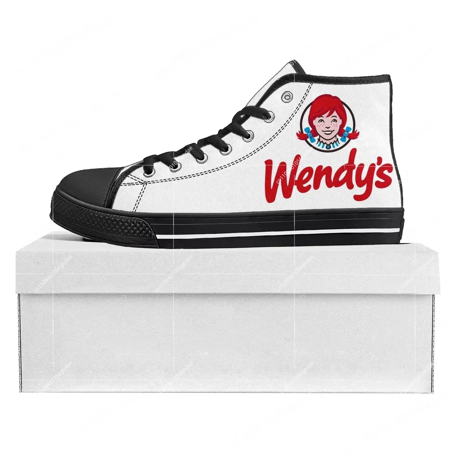 New Wendys Fast Food Restaurant Logo High Top High Quality Sneakers Mens Womens Teenager Canvas Customized Sneaker Couple Shoes