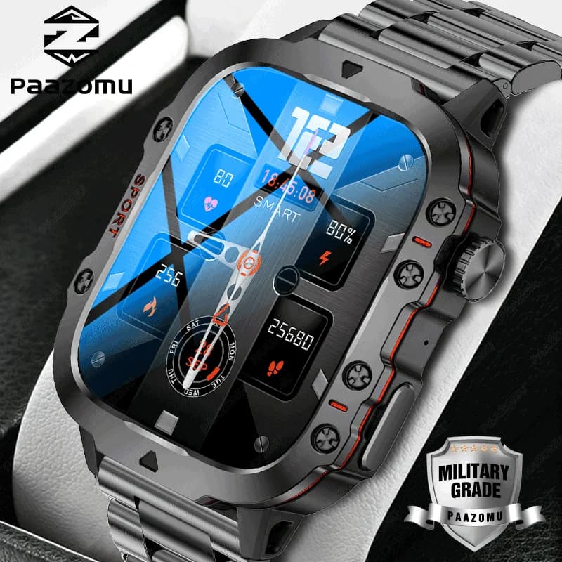 2025 Nuovo Smartwatch da uomo robusto militare Bluetooth chiamata Sport frequenza cardiaca IP68 impermeabile orologi intelligenti da esterno per Android IOS