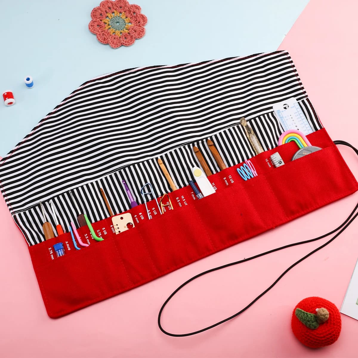 Borsa portaoggetti vuota pieghevole per ferri da maglia Strumenti per cucire Accessori Organizzatore Borse portaoggetti impermeabili per uncinetti