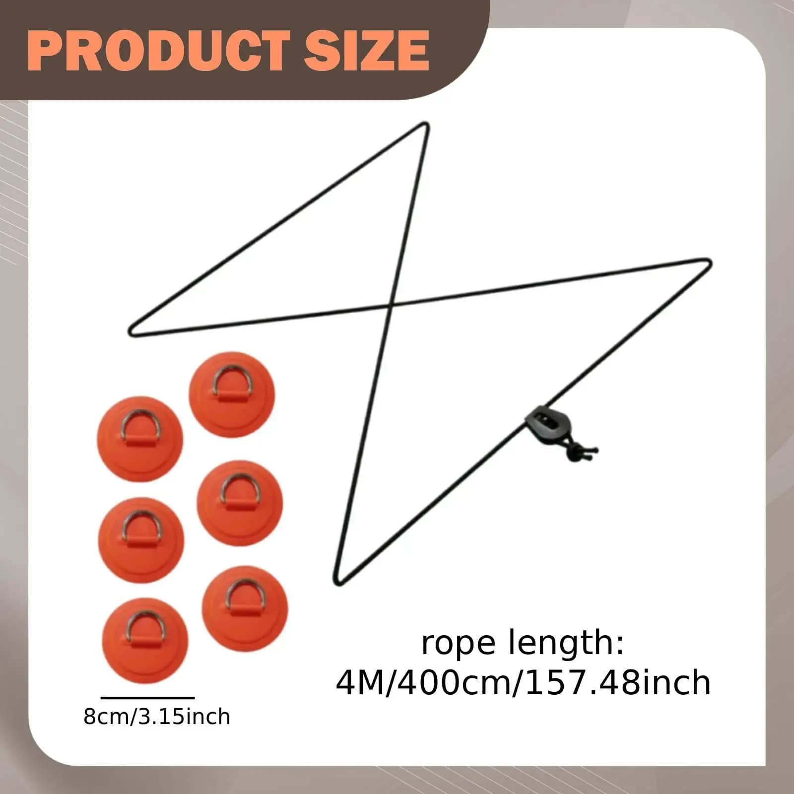 Kayak D Ring Strong 4M Fixing Rope for Marine Canoe Stand up Paddleboard