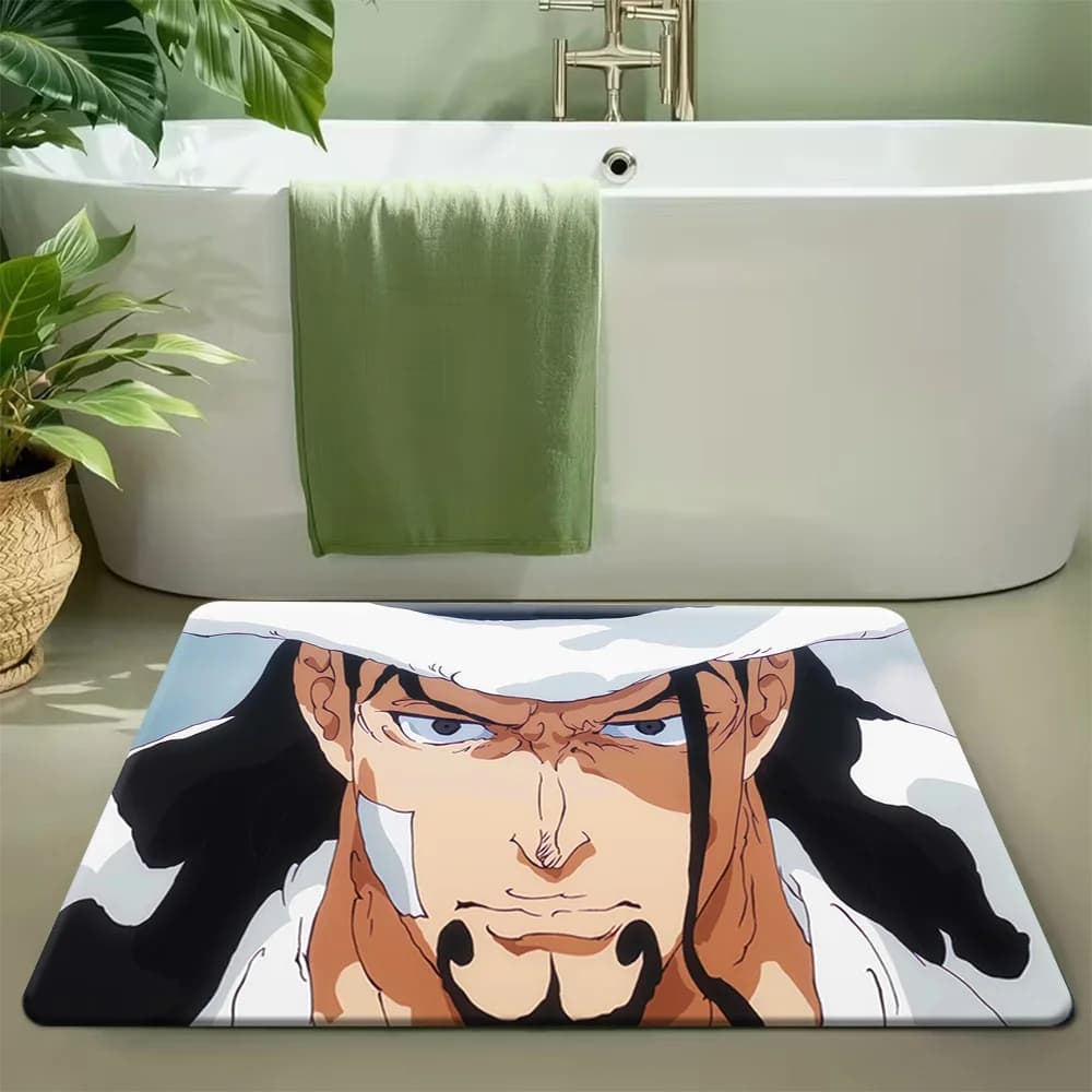 Tappetino da Bagno Antiscivolo Assorbente con Stampa Artistica di Rob Lucci CP0 di One Piece, Tappeto da Bagno con Personaggio Iconico del Governo Mondiale