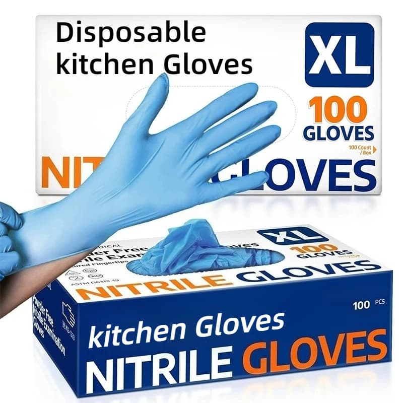 30/60/100 Pezzi Guanti Monouso in Nitrile Blu per Cucina, Pulizie, Parrucchiere, Bagno e Toelettatura Animali