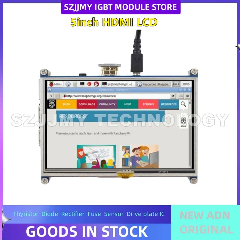 4/3B + 5 inch Raspberry Pi LCD resistive touch screen display with white and black NEW ORIGINAL MAGAZZINO