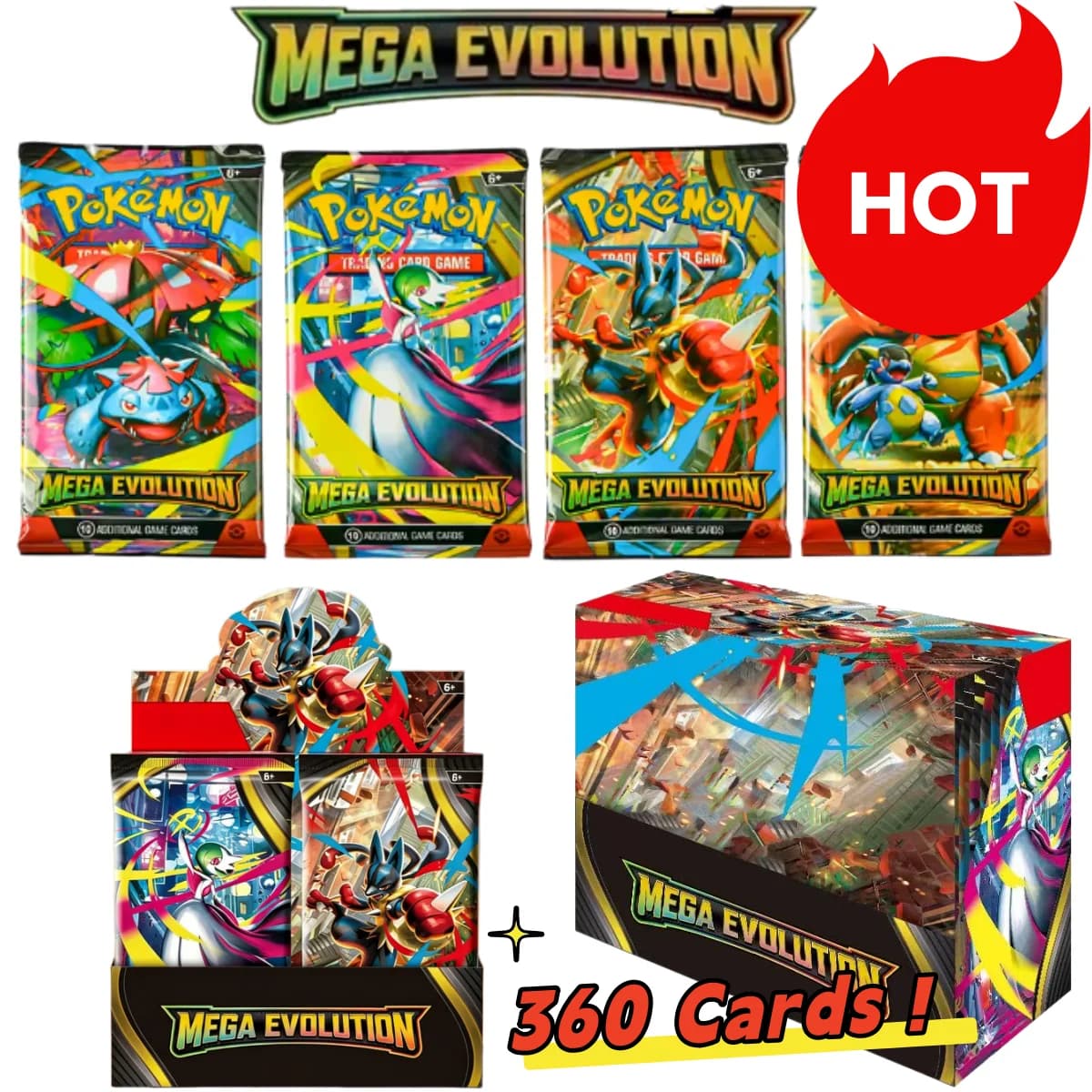 360 CARDS MEGA EVOLUTION English TCG Ecarlet & Violet Etsncelles Astral Radiance Obsidian Flames Booster Card Pokemon Card Game