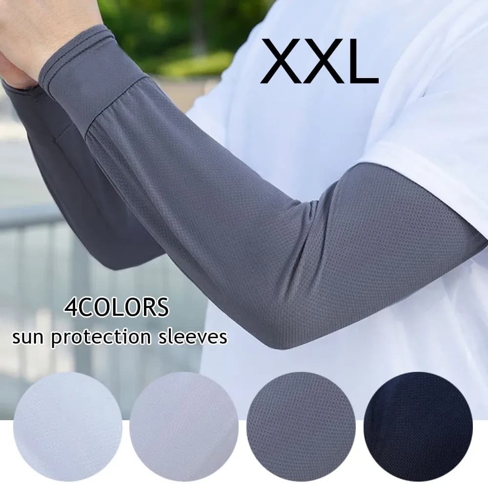 1 pair 2025 loose sunscreen sleeves for men in summer ice silk UV ice gloves protections for riding arms sport racing absorbent guide
