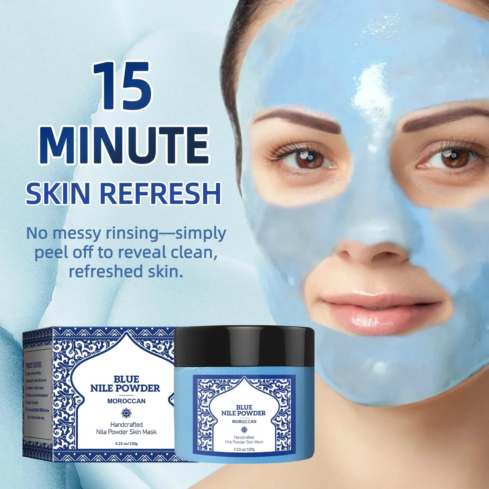 Polvere per schiumare marocchina 120g - Maschera peeling minerale per viso/corpo. Pulizia e nutrizione profonda di 15 minuti con formula a foglia di perilla.