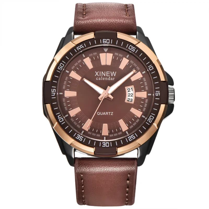 Uomini XINEW orologi di marca studenti moda cinturino in pelle semplice data quarzo orologio economico Erkek Barato Saat Relogios Masculinos 2024