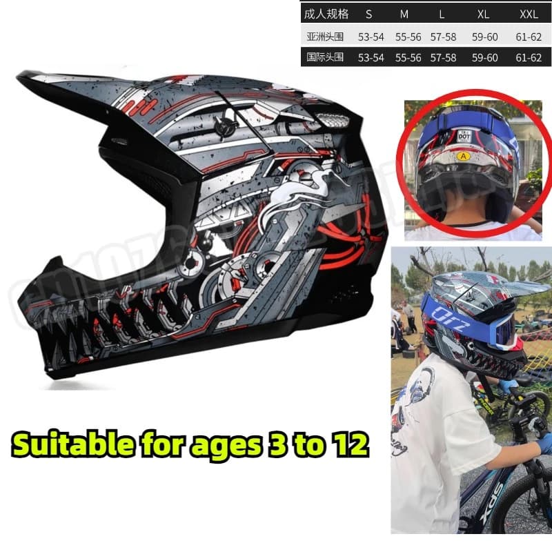 Motocross helmet for children 3-12 years old Light rally helmet for cross bikes with attractive design