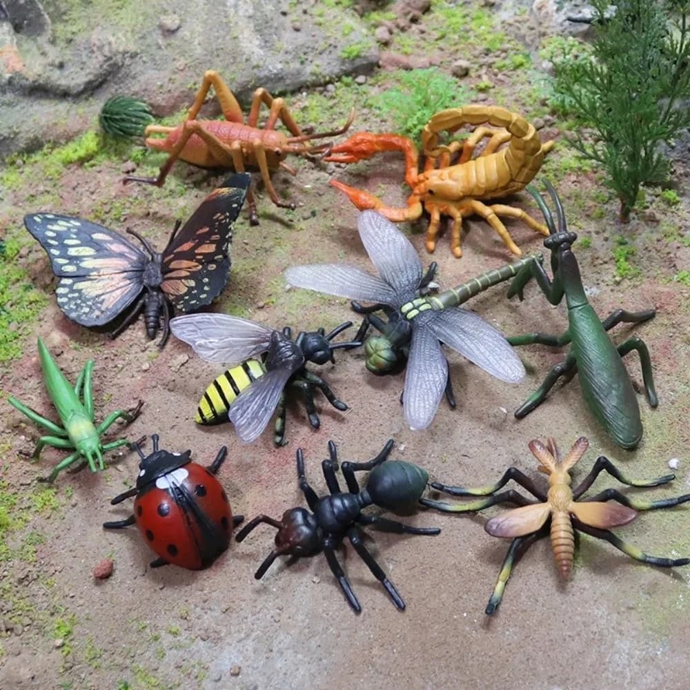 New Simulation Insect Model Figures Plastic Spider Bee Kids Education Toy Cockroach Cicada Animals Model Set Birthday Gift