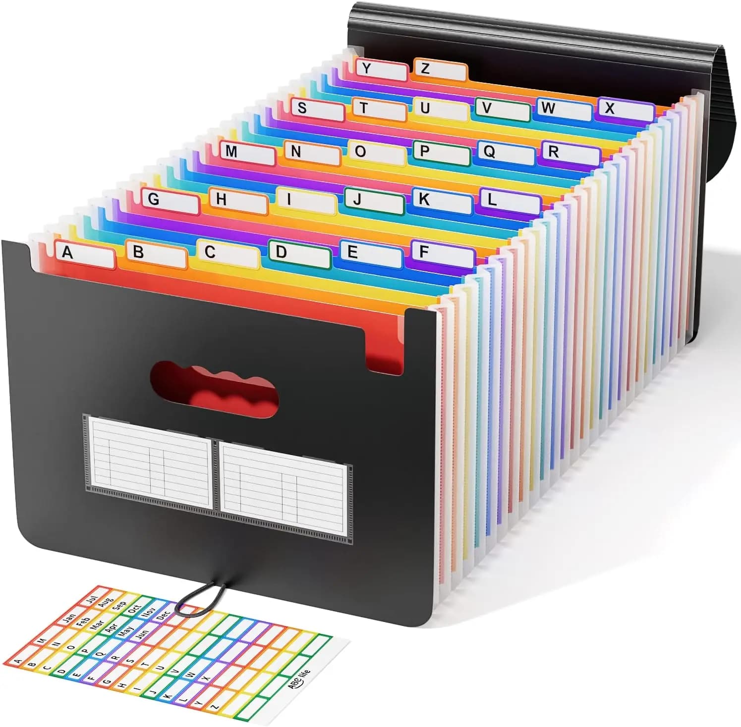 Organizzatore di Documenti a Fisarmonica con 26 Tasche, Cartella Espandibile con Linguette Colorate A-Z, Portadocumenti Portatile Formato A4 per Casa