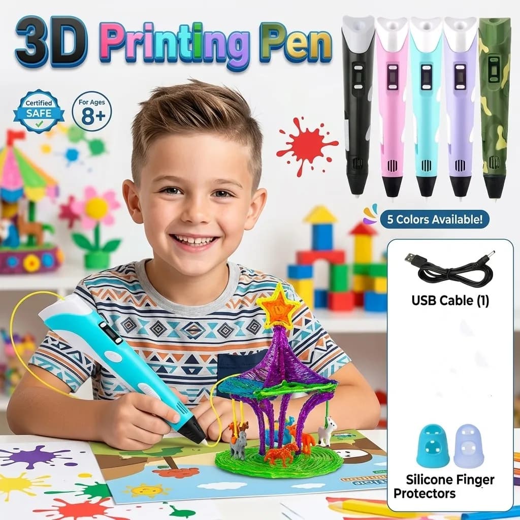 Penna per Stampa 3D con Schermo LED, Compatibile con Filamento PLA, Penna Creativa per Disegno Fai-da-Te, Regalo Educativo per Bambini, per Design, Pittura e Arte