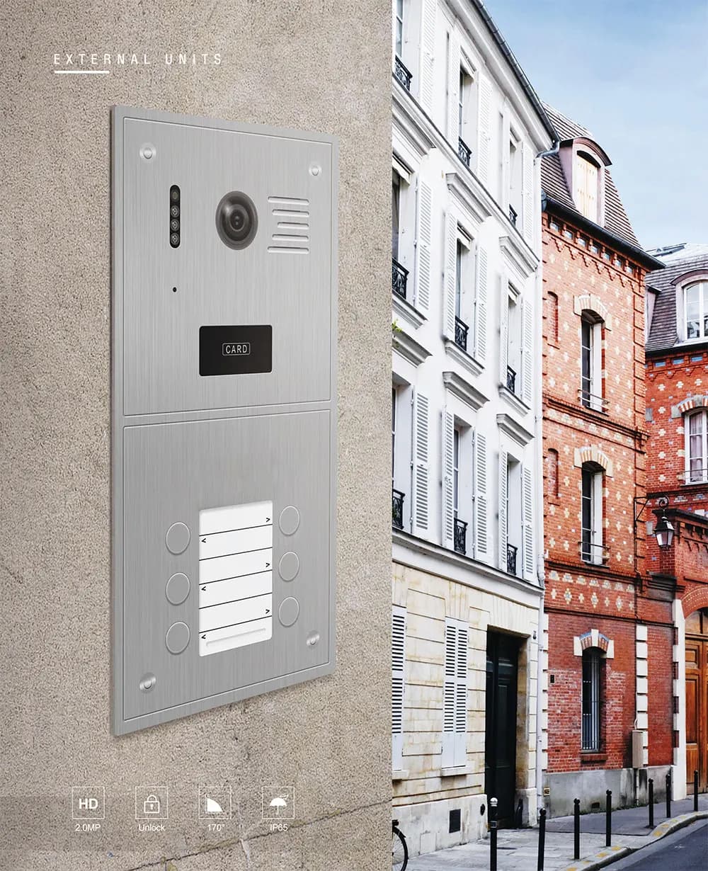 Sistema videocitofonico IP per 5 case con interruttore POE Campanello intelligente TUYA 1080P in metallo adatto per piccole ville ad alto rumore