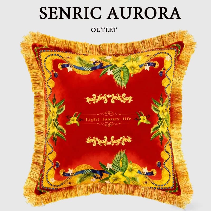 Luxury American Style Cushion Cover Double Sided Print Velvet Tassel Pillowcase For Sofa Living Room