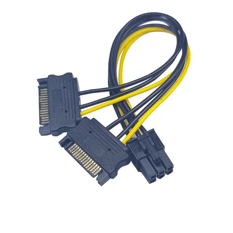 1 pz doppio 15pin SATA maschio a 6pin PCI-E maschio scheda Video alimentatore cavi adattatore convertitore grafico cavo di prolunga adattatore