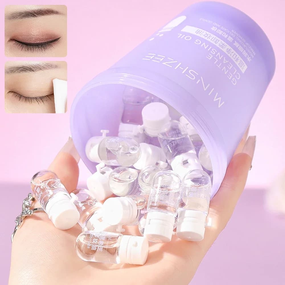 Olio Struccante Detergente Profondo 2ml x 20pz Delicato Non Irritante con Separatore in Bottiglia per Occhi Labbra Viso Portatile da Viaggio