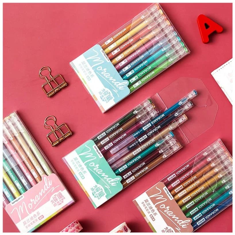 Set di 9 penne grigie Morandi per ufficio, scuola, penne a inchiostro gel multicolore, regalo di cancelleria a sfera da 0,5 mm