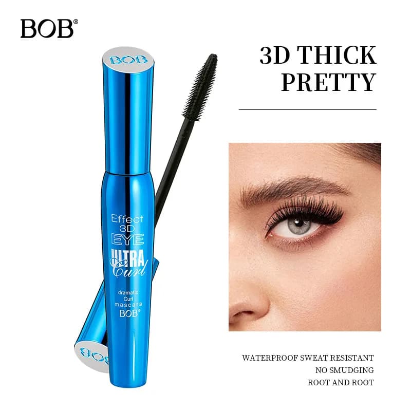 Mascara 3D BOB a Lunga Durata, Impermeabile, Resistente alle Sbavature, Volumizzante, Allungante e Incurvante, Primer per Ciglia, Cosmetici