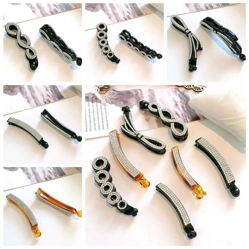 Cute Korean style strass banana clip fork bowknot headgear for hair tail horse cap cap vertical clip girls