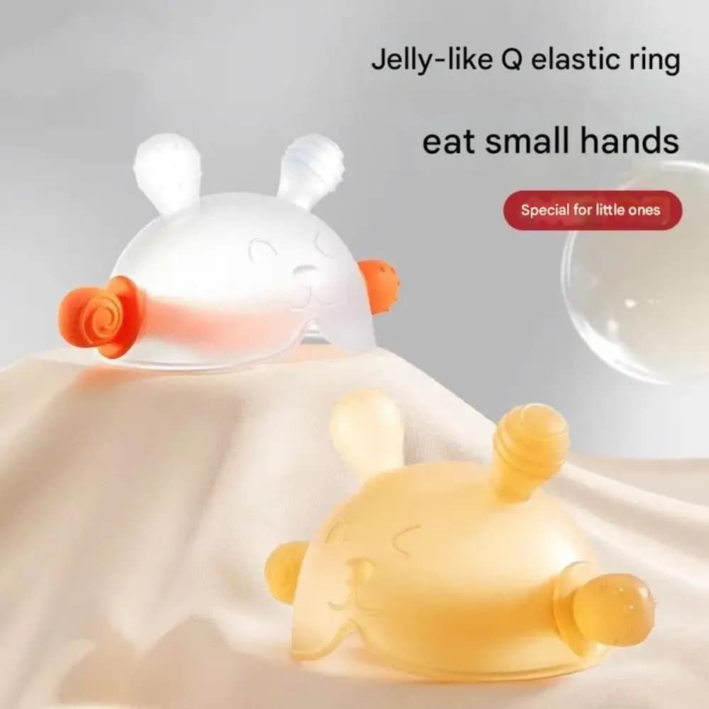 Simpatici guanti per massaggiagengive in silicone Rrabbit lavabili per massaggiagengive a mano impugnatura per addestramento giocattoli portatili per la dentizione dei bambini per neonati
