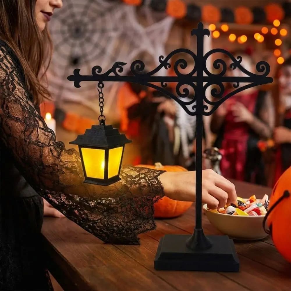 Vintage Library Bookshelf Lantern Warm LED Ghost Pumpkin Bookshelf Lantern Light Miniature Gothic Reading Nook Lamp Desk Decor