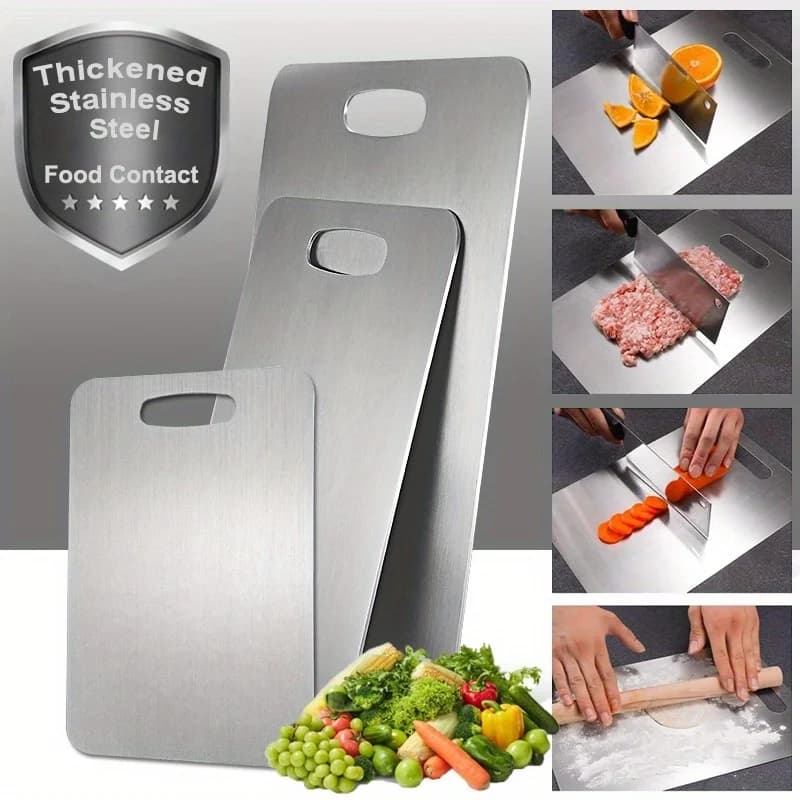 3 piece stainless steel cutters: food grade often for meat, vegetables and fruit | Dishwasher washable and suitable for knives