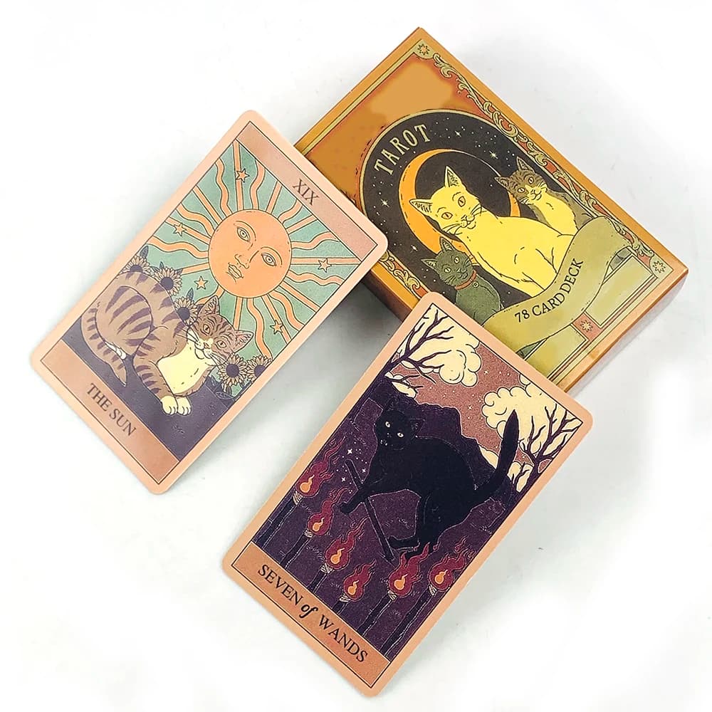 Carte dei Tarocchi: Mazzo di 78 Carte a Tema Gatto, Edizione Divinazione Visions English, Gioco da Tavolo per Amanti dei Gatti, Meditazione e Feste